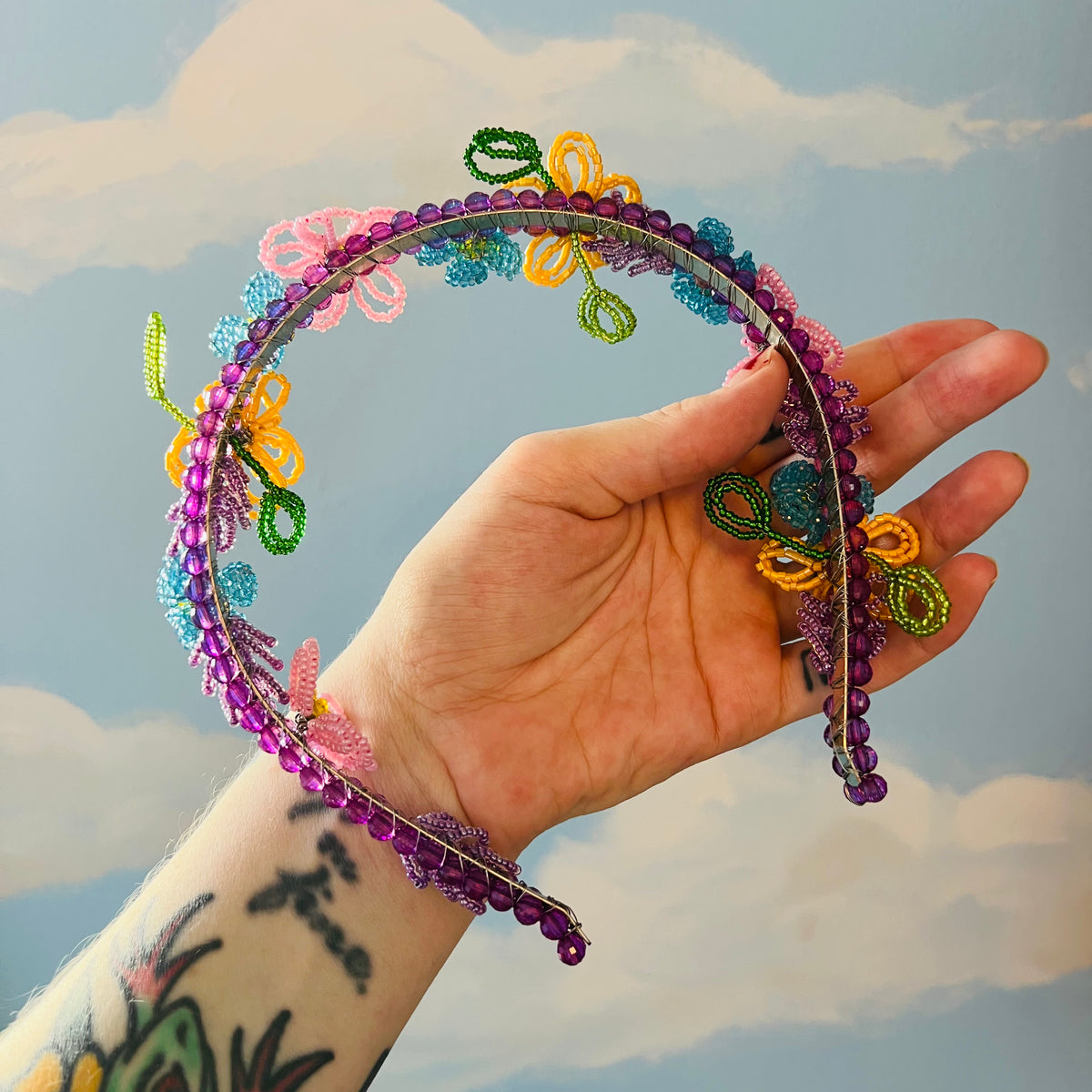 274. The Spring Flowers Beaded Headband The Groovy Flower Daisy Beaded Headband – Brooke Shade main image 4