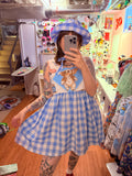 Blue Plaid Sun Hat