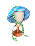 Green/Blue Plaid Sun Hat w/ ties (M-L)