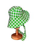 Green/Blue Plaid Sun Hat w/ ties (M-L)