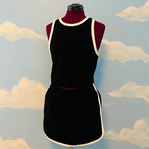 NWOT Lisa Says Gah Two Piece Nia Terry Tank and Skort Set Sz M