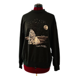 Vintage 1970s Crystal Mountain Black Crew Neck Sweatshirt Sz M/L