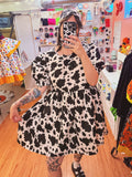 Cow Print Babydoll Dress & Bonnet (L)