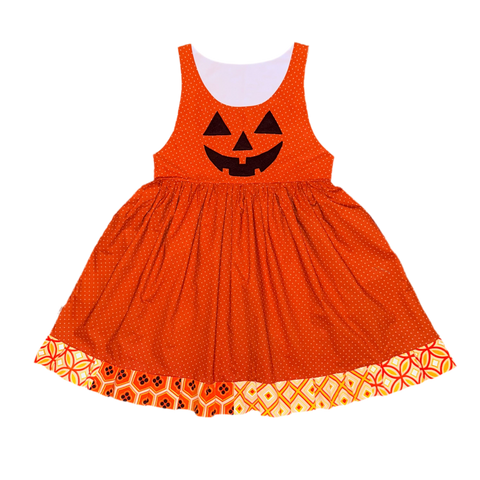 Smiley Pumpkin Jumper Dress w/ pockets (S)