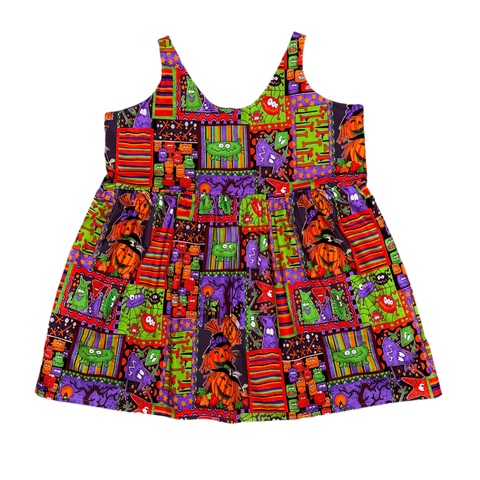 90s Mom Vibes Patchwork Jumper Dress (2X)