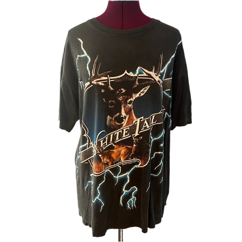 90s White Tail Deer USA Thunder T Shirt L