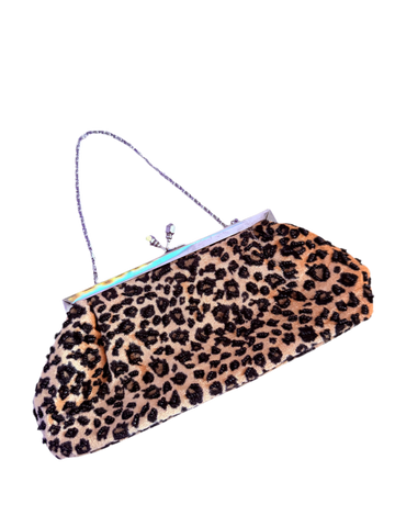 Vintage 90s Leopard Print Velvety Purse