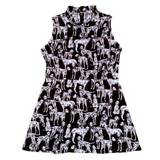 Dalmatian A-Line Mock Neck Mod Dress (L)