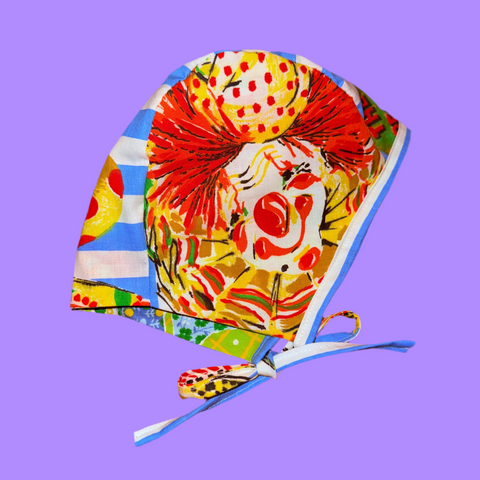 Clowns & Funky Floral Reversible Clown Bonnet
