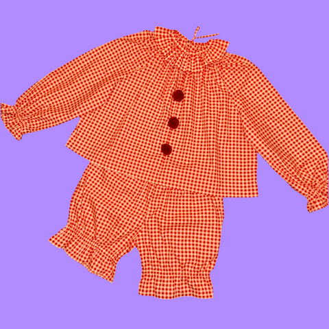 Orange Gingham Clown Set (3X)