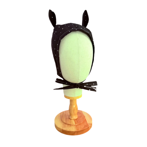 Bat Bonnet (Black and White Dots)