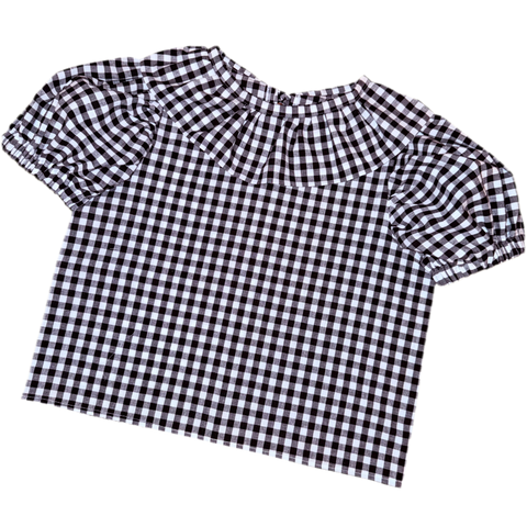 Black White Gingham Top (L)