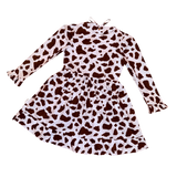 Brown Cow Babydoll Dress & Bonnet (S)