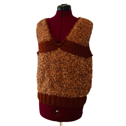 Vintage 1980s Chunky Brown Sweater Vest Sz M/L