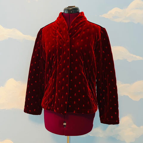 Vintage 90s Red Velvet Jacket Sz S