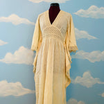 Vintage 1970s Kaftan Gauze Cream Maxi Dress Sz S/M