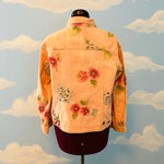 Y2K Peach Floral Jean Jacket Sz M