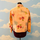 Y2K Peach Floral Jean Jacket Sz M