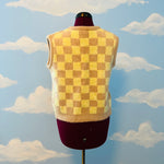 Nasty Gal Tan Checkered Sweater Vest Sz M