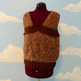 Vintage 1980s Chunky Brown Sweater Vest Sz M/L