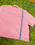 NWOT Teddy Fresh Pink Stripe Crop T Shirt mens sz S