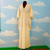 Vintage 1970s Kaftan Gauze Cream Maxi Dress Sz S/M