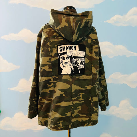 Camo Jacket with Sharon Needles Back Patch Sz M/L