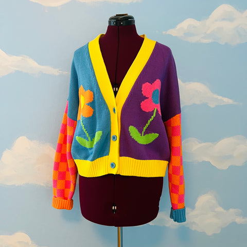 NWOT Lazy Oaf Flower Cardigan Sweater Sz M