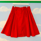 UO Red Pleated Midi Skirt Sz L has pockets