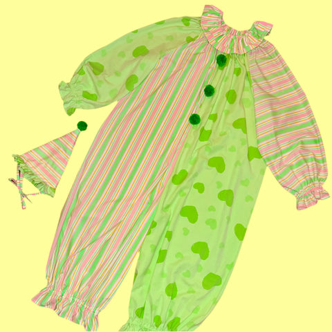 Hearts and Stripes Clownsuit w/ Collar and Hat (2X)