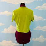UO Slime Green Short Sleeve Button Up Sweater Sz L