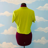 UO Slime Green Short Sleeve Button Up Sweater Sz L
