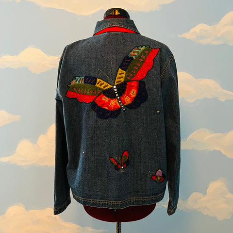 Vintage Y2K Phoebe Buffay Butterfly Jean Jacket Sz L