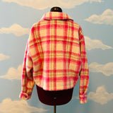 Zara Cropped Pink Plaid Shacket Shirt Jacket Sz M