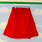 UO Red Pleated Midi Skirt Sz L has pockets