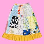 Patchwork Bow Quilted Midi Skirt (M/L)