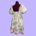 Pastel Puff Sleeve Floral Desert Dress (M)