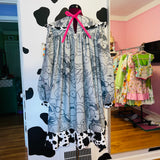 Cow Print Puppets Babydoll Dress (XL-2X)