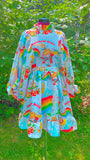 Rainbow Girl Balloon Sleeve Dress (M)
