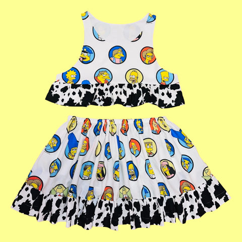 Springfield Cow Two Piece Skirt Set w/ pockets (L/XL)