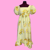 Yellow Butterfly Hi-Lo Midi Dress (M)