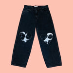 Cow Print Heart Patch Jeans (L)