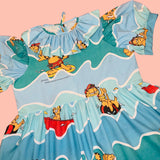 Lazy Cat Surfing Clown Collar Babydoll Dress (2X)