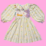 Pastel Floral Animal Midi Dress (L)
