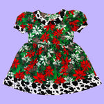 Poinsettia/Cow Print Babydoll Dress (S/M)