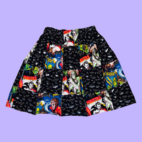 Movie Monsters Patchwork Skirt w/ Pockets (S/M)