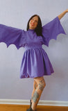 Purple Polka Dot Bat Dress (M)