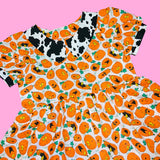 Funny Pumpkins Cow Print Babydoll Dress (L)