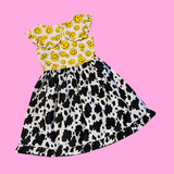 Smiley Face/Cow Print Sleeveless Split Dress (M)