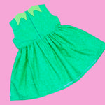Watercolor Green Sleeveless Frog Dress (L)